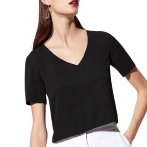 Babaton Randy blouse in black velour short sleeve cropped excellent condition